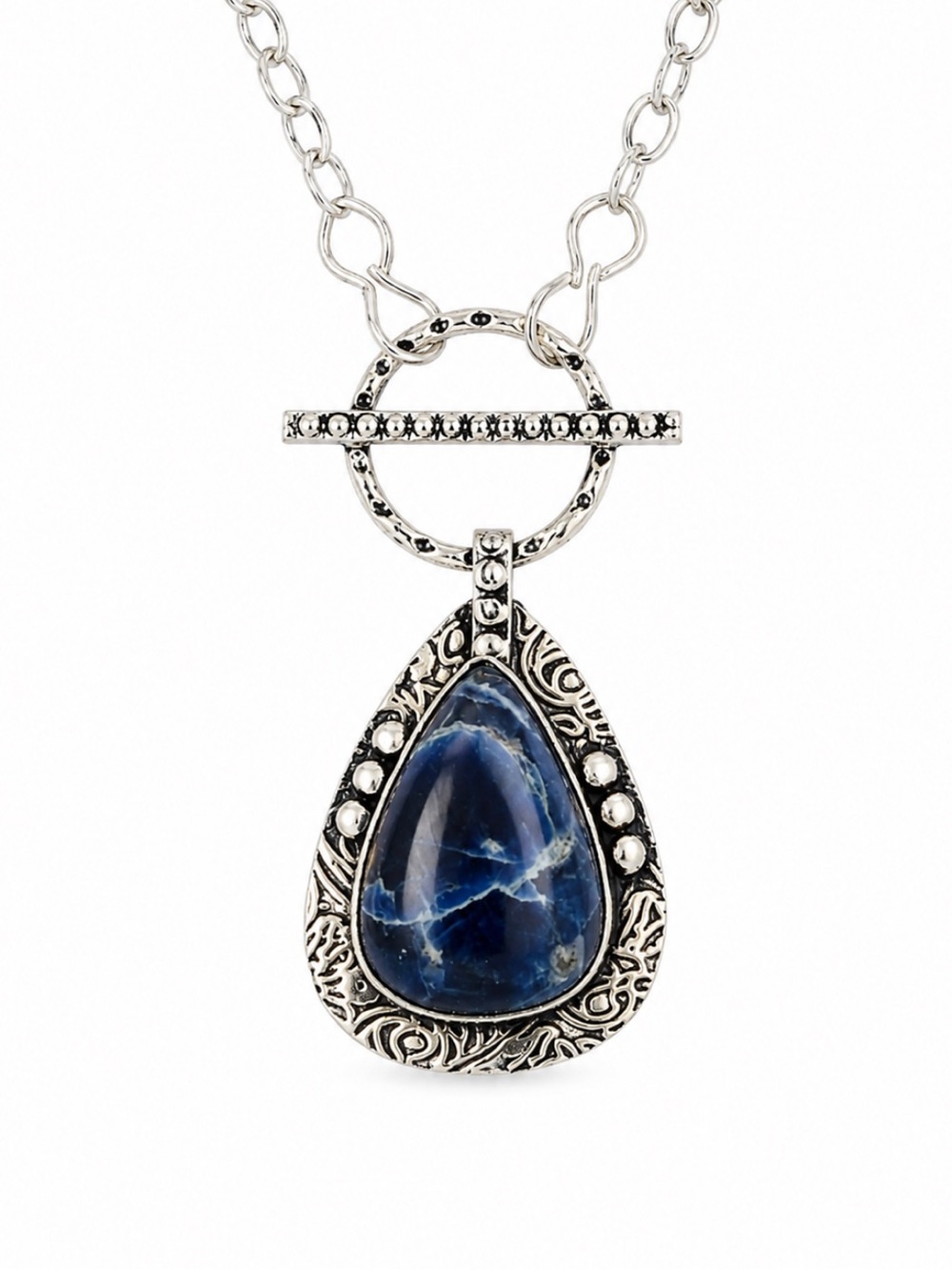 Silver Plated Sodalite Statement Boho Necklace